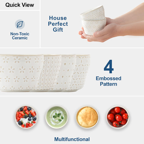 MALACASA Lydia stackable set of 4 ceramic bowls saving kitchen space