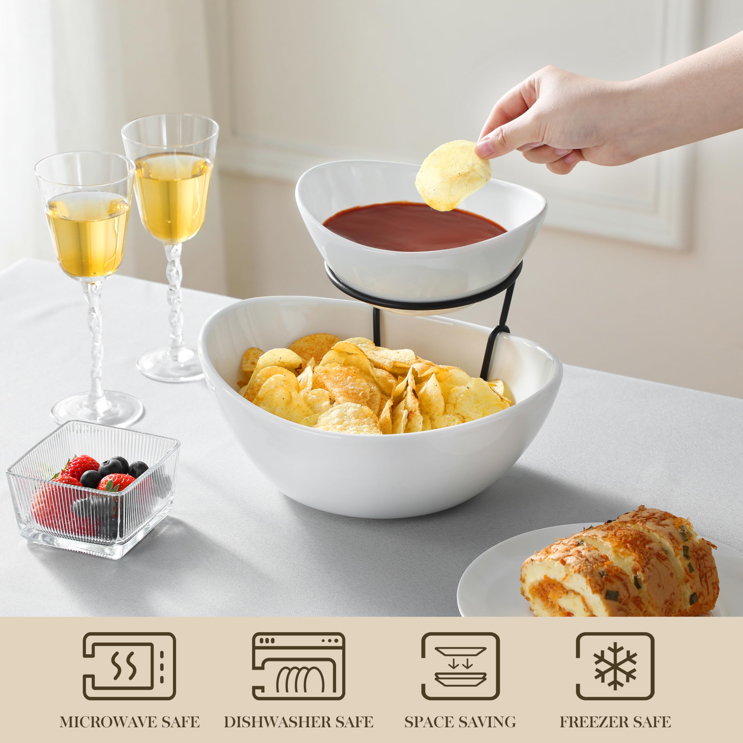 MALACASA metal stand provides sturdy, stylish support.