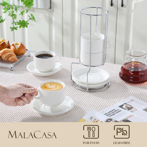 MALACASA silver metal stand keeps cups neatly displayed