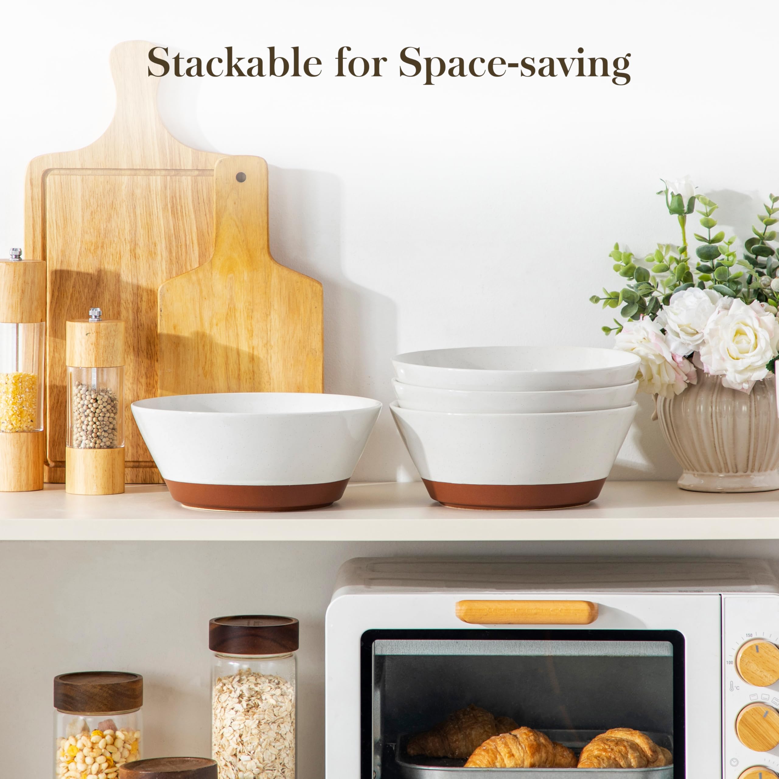 MALACASA microwave and dishwasher safe stoneware for everyday use.
