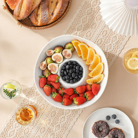 MALACASA glazed ceramic surface resists stains and cleans easily.