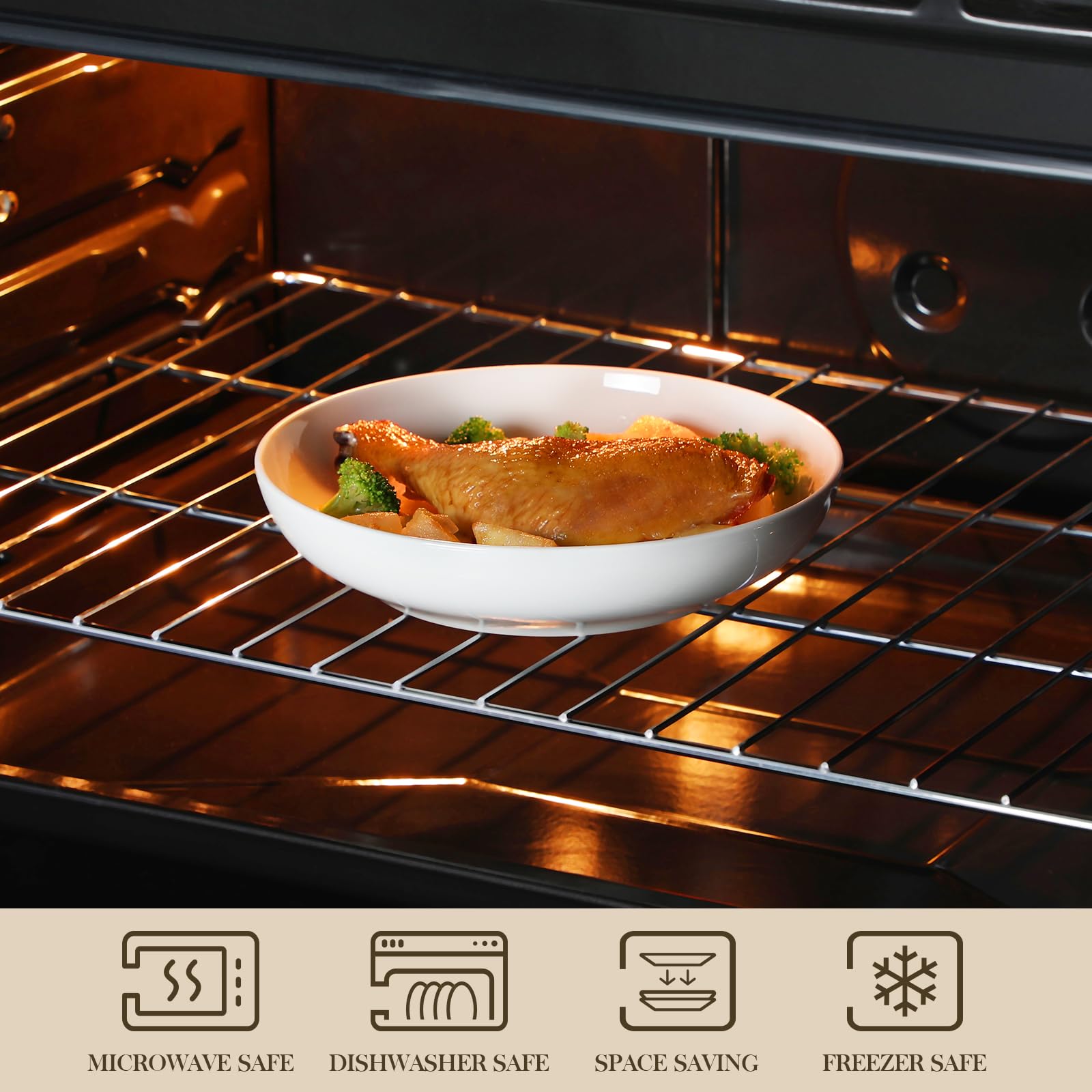 MALACASA microwave-safe porcelain bowl for quick reheats.