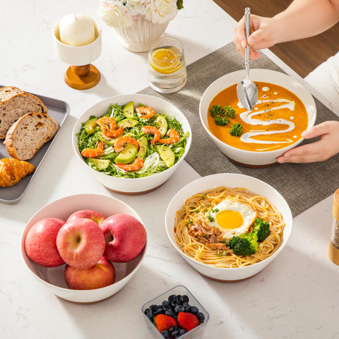 MALACASA multi-purpose bowls suitable for salads, cereals, soups, and noodles.