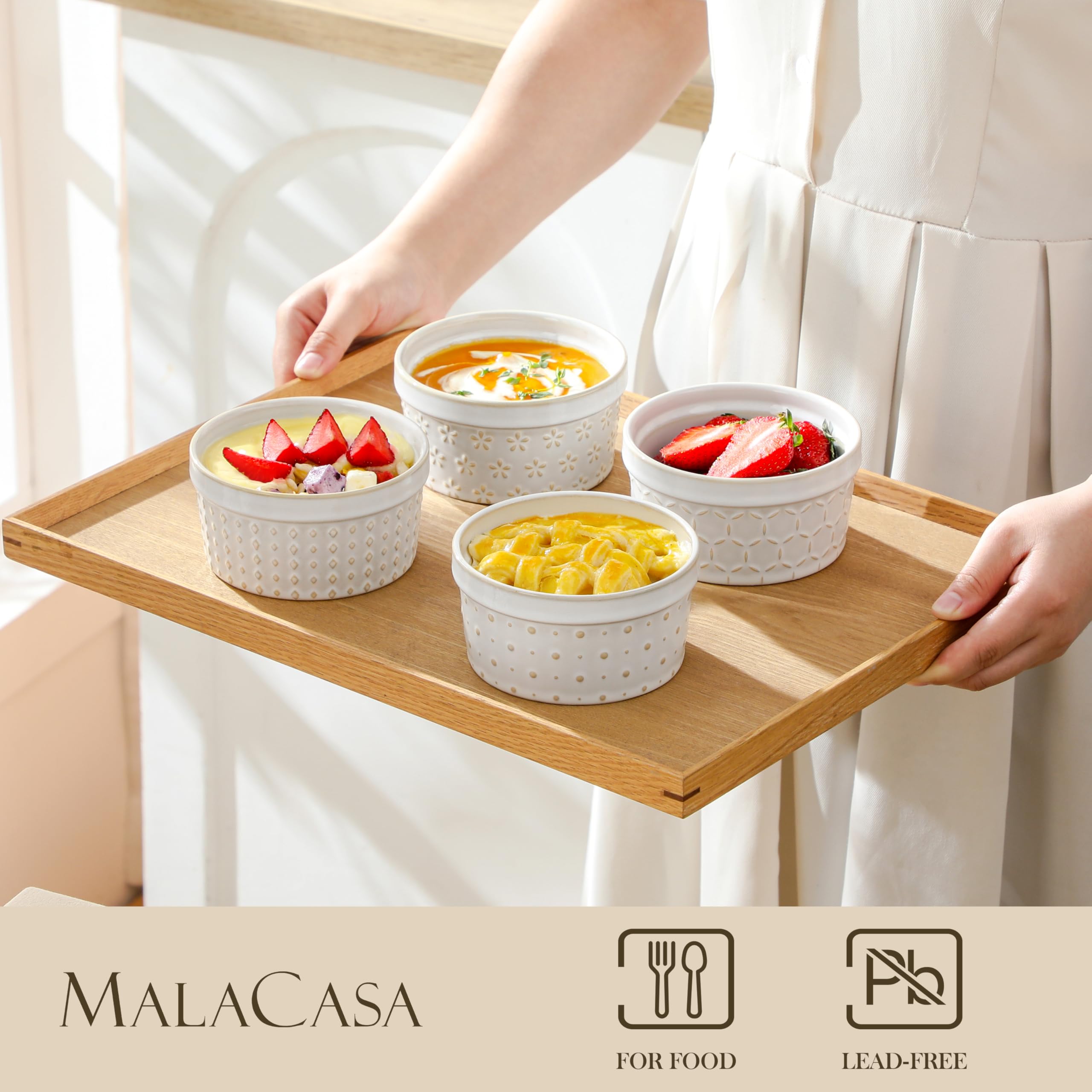 MALACASA ramekins are microwave and dishwasher safe for easy cleanup.