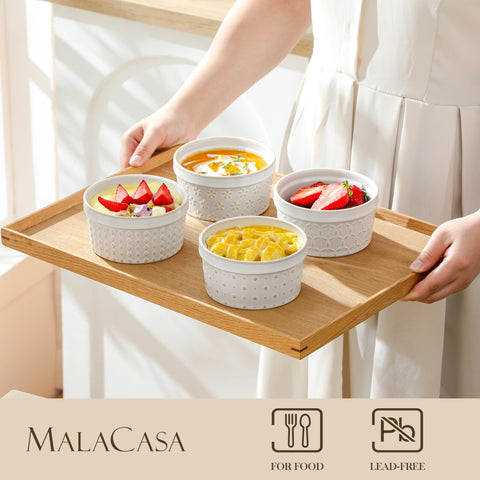 MALACASA ramekins are microwave and dishwasher safe for easy cleanup.
