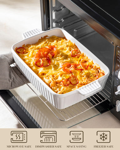 Malacasa 4.4 qt bake dish, microwave safe for quick reheats.