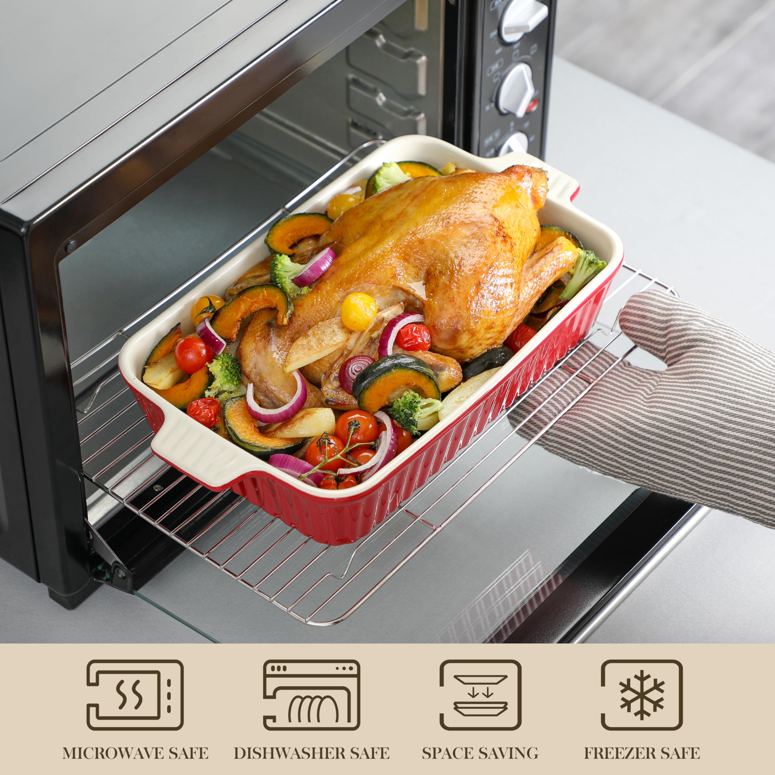 MALACASA oven-safe ceramic dish ready for casseroles and desserts