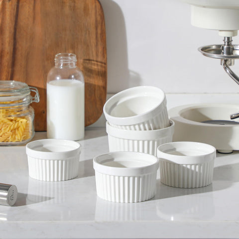 MALACASA oven-safe ramekins withstand up to 500°F for baking.