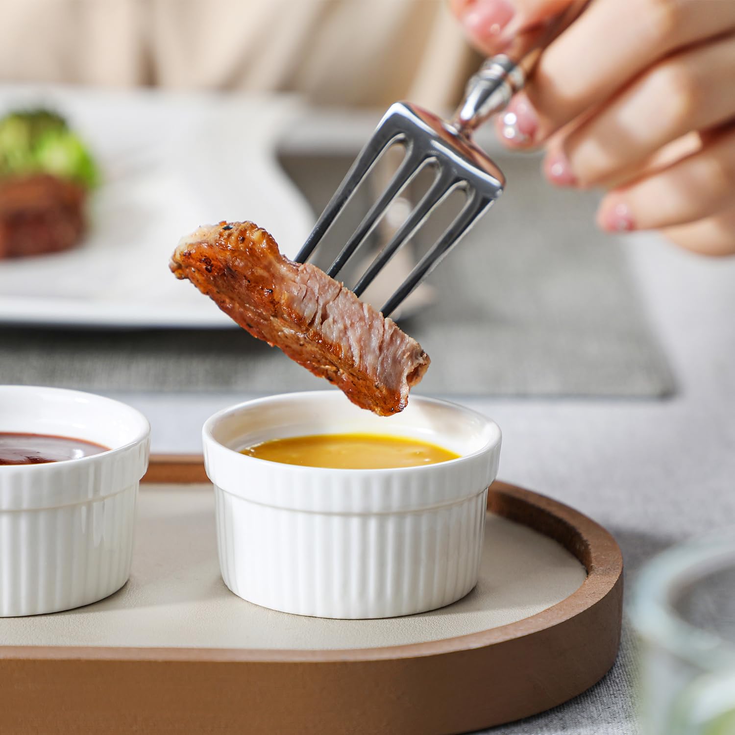 Malacasa 2oz cups fit dipping sauce portions—perfect for appetizers and meal companions.