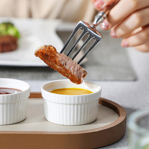 Malacasa 2oz cups fit dipping sauce portions—perfect for appetizers and meal companions.