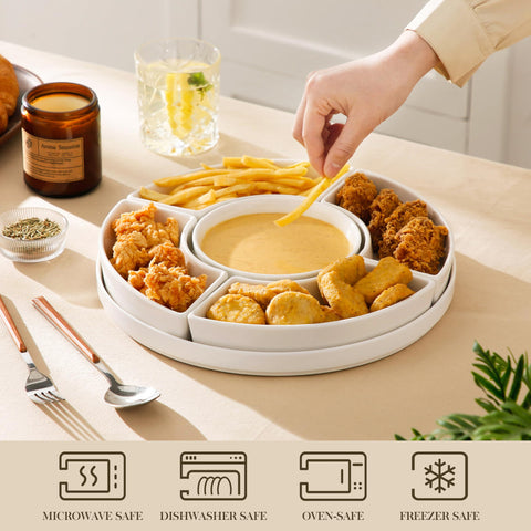 MALACASA elegant white platter enhances any table setting for gatherings.