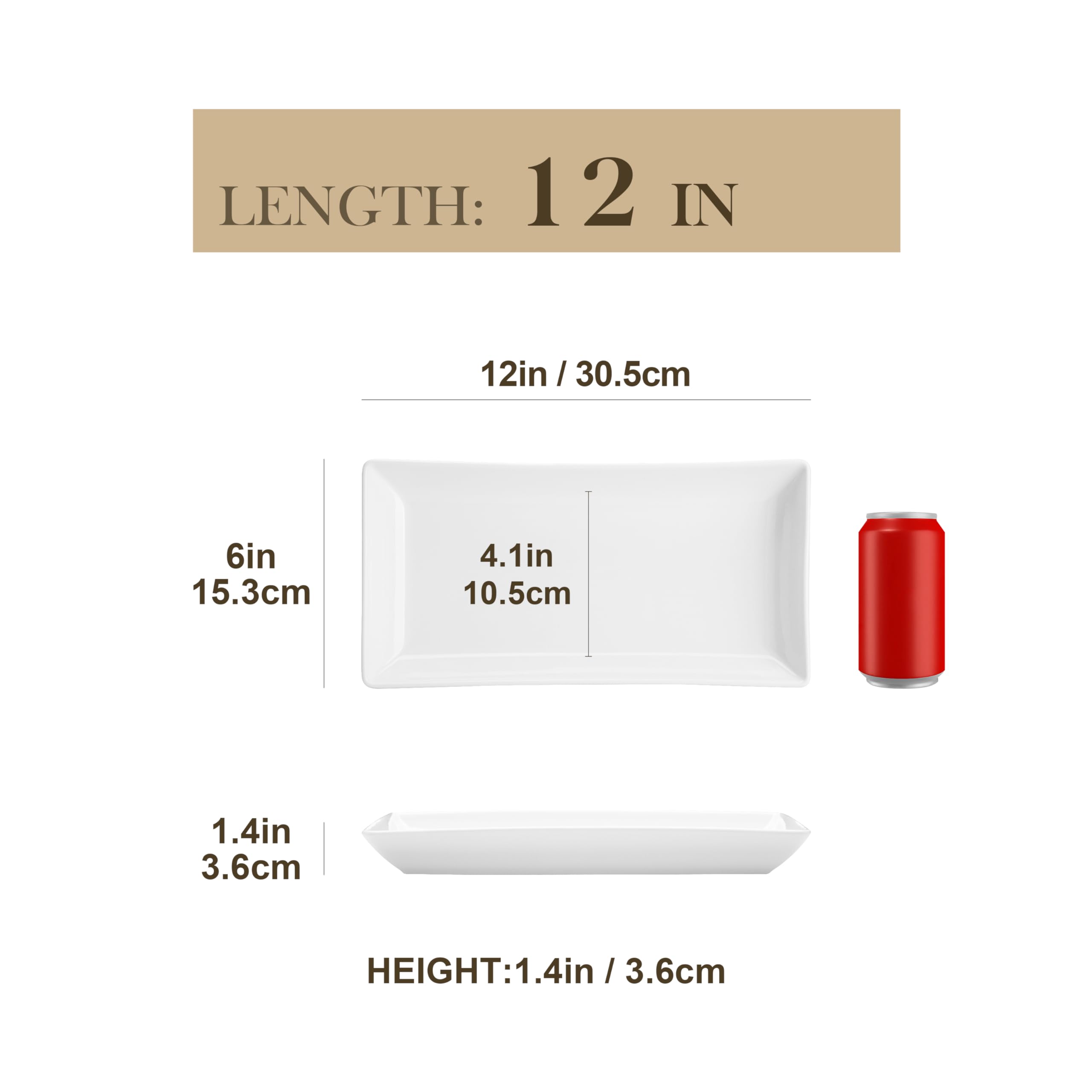 MALACASA white porcelain platters ideal for sushi and charcuterie
