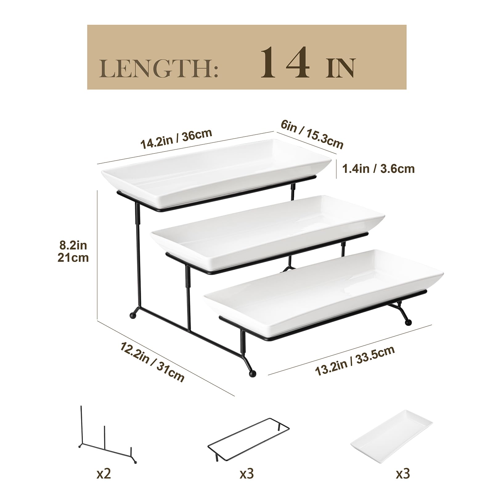 MALACASA porcelain tiered stand for desserts, ideal for stylish party appetizers.