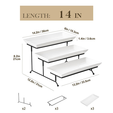 MALACASA porcelain tiered stand for desserts, ideal for stylish party appetizers.