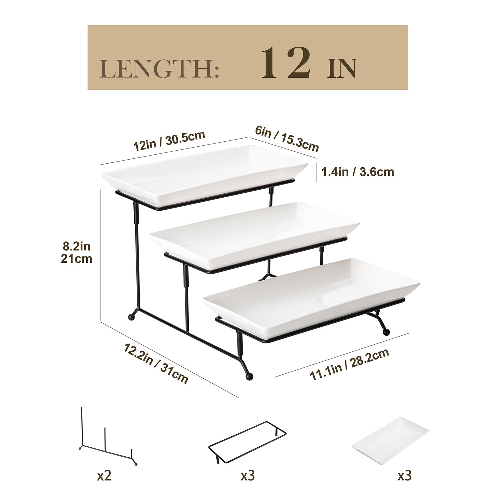 MALACASA porcelain trays on a white dessert stand for stylish hors d'oeuvres.