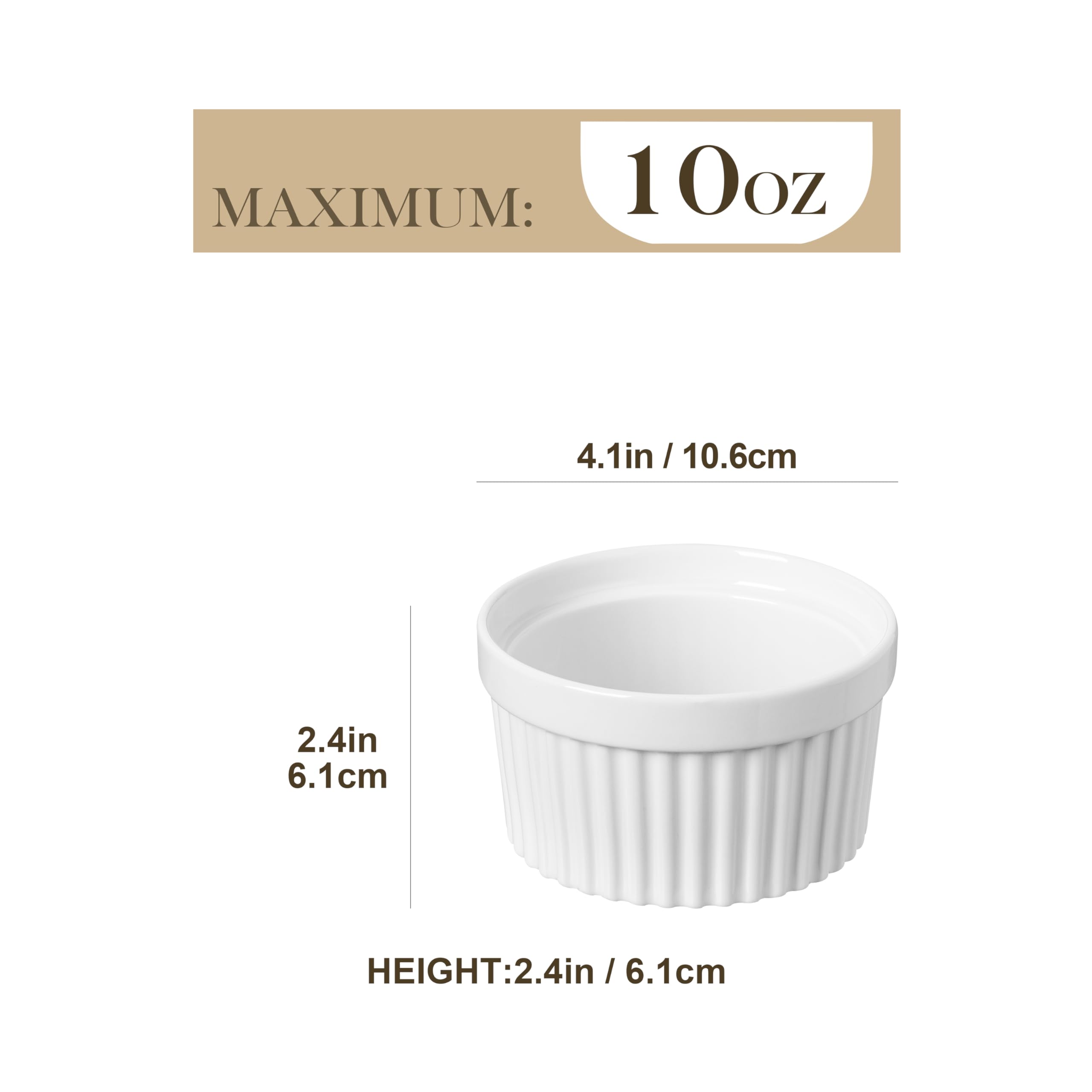 MALACASA 10oz creme brulee setup highlights glossy glaze and portion control.