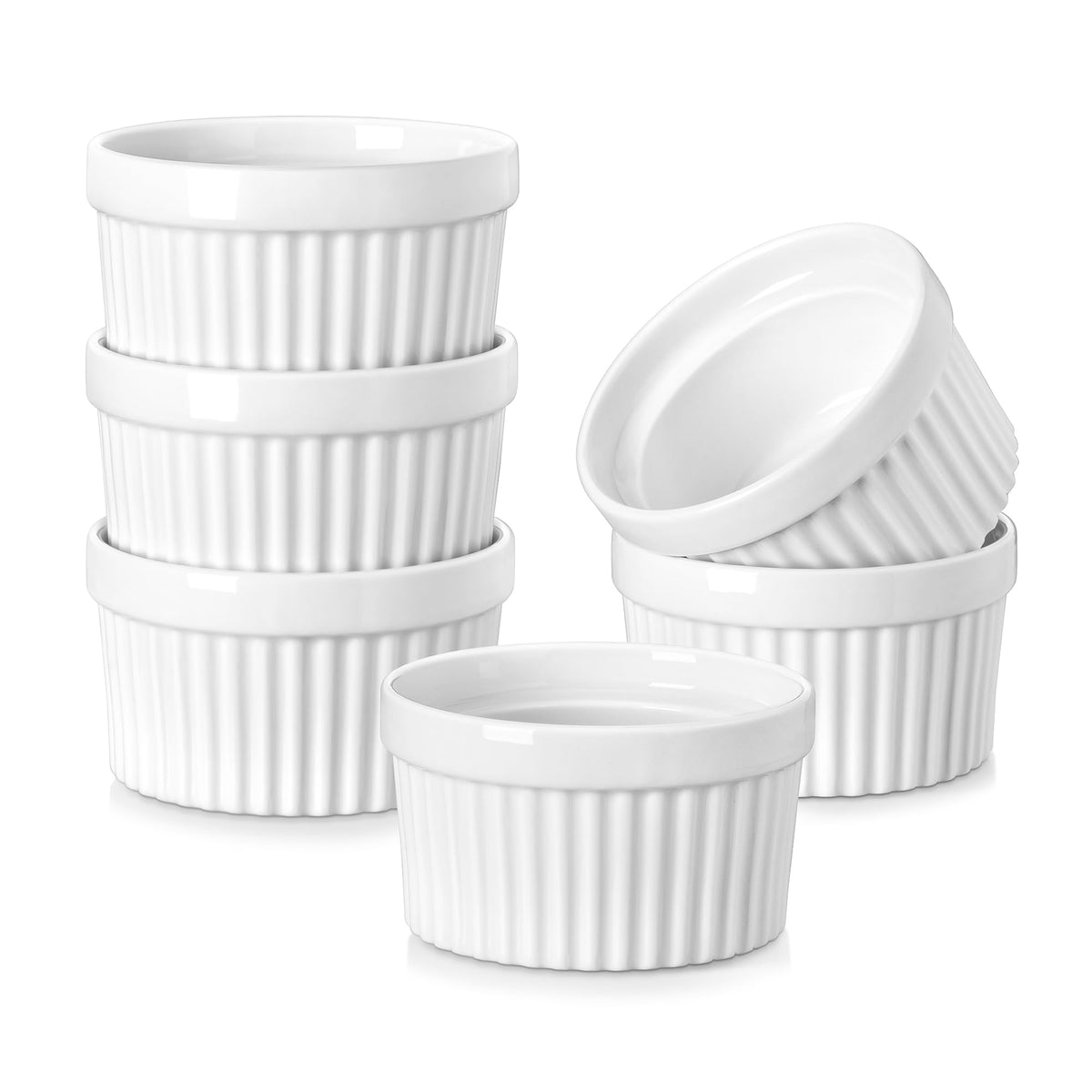 MALACASA 6oz ramekins for creme brulee with even heating