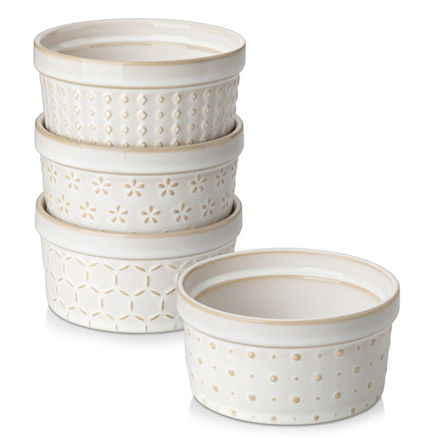 MALACASA 8oz Arctic White ramekins for oven to table serving.