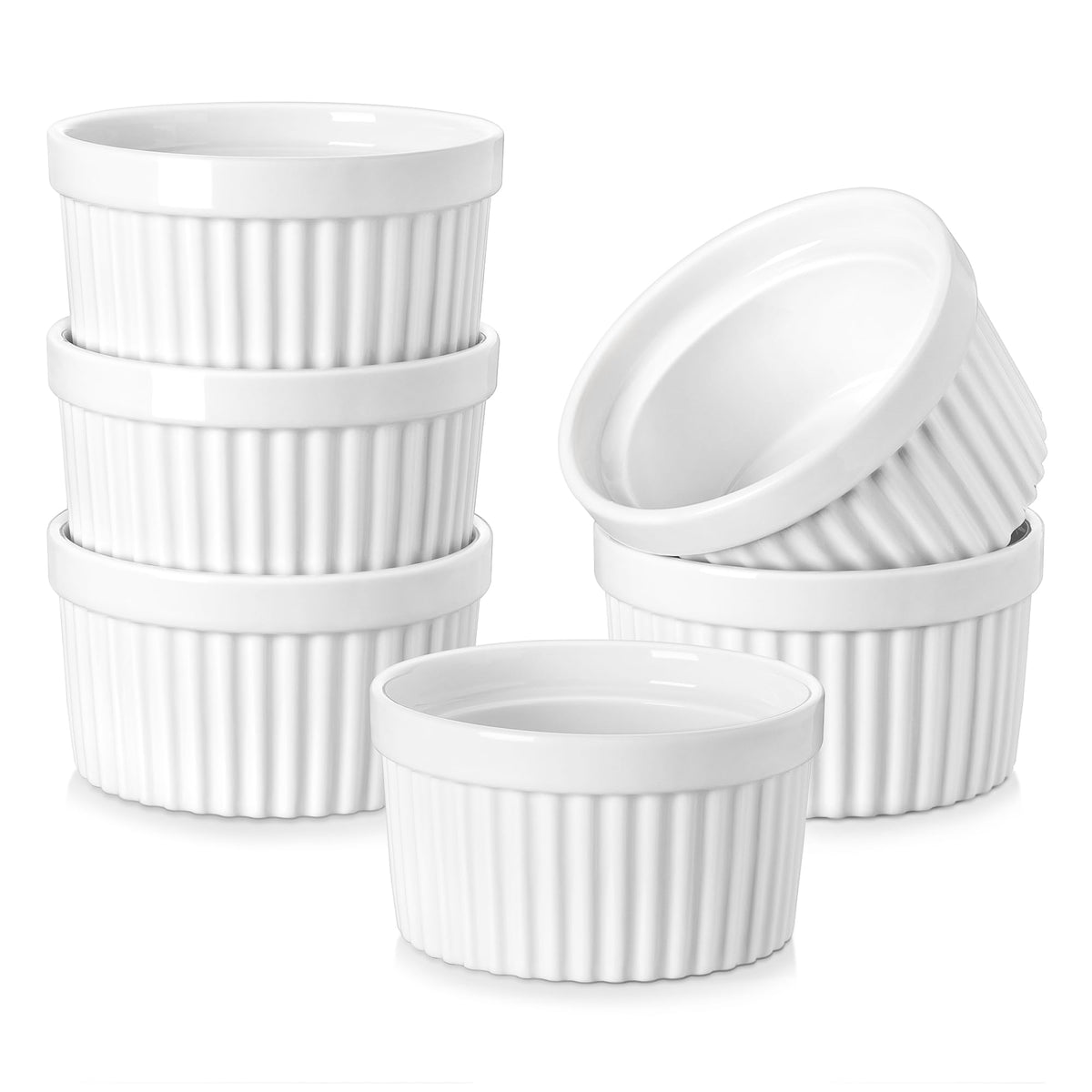 MALACASA ramekins 8oz white set for oven-ready portions and desserts.