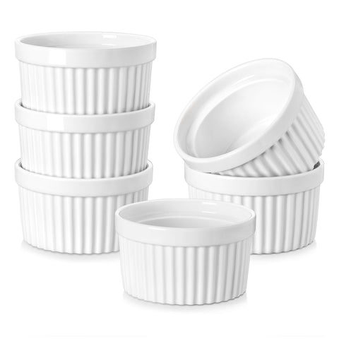 MALACASA ramekins 8oz white set for oven-ready portions and desserts.