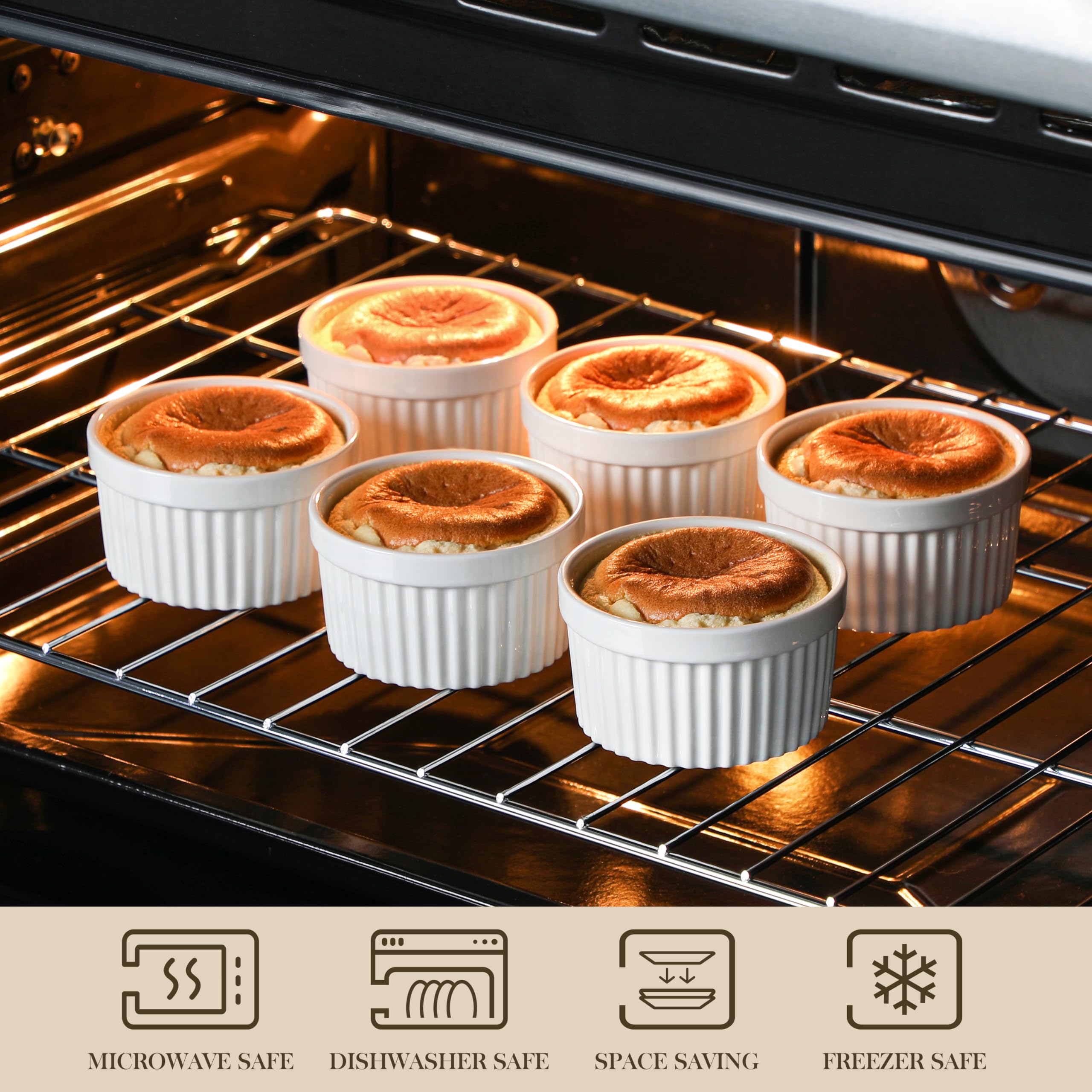 MALACASA ramekins with GlideCoat glaze for easy cleaning after baking.