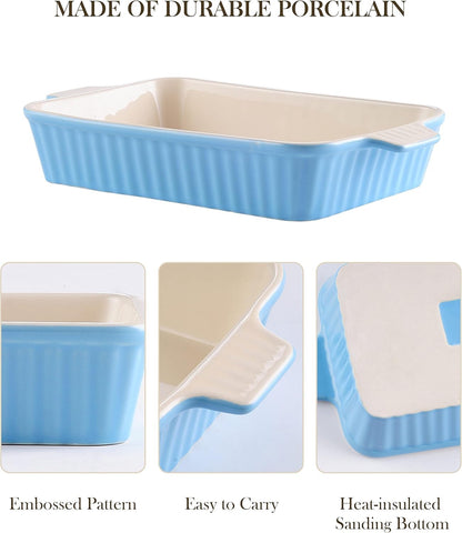 Rectangular dish with handles by MALACASA for easy oven transfer.