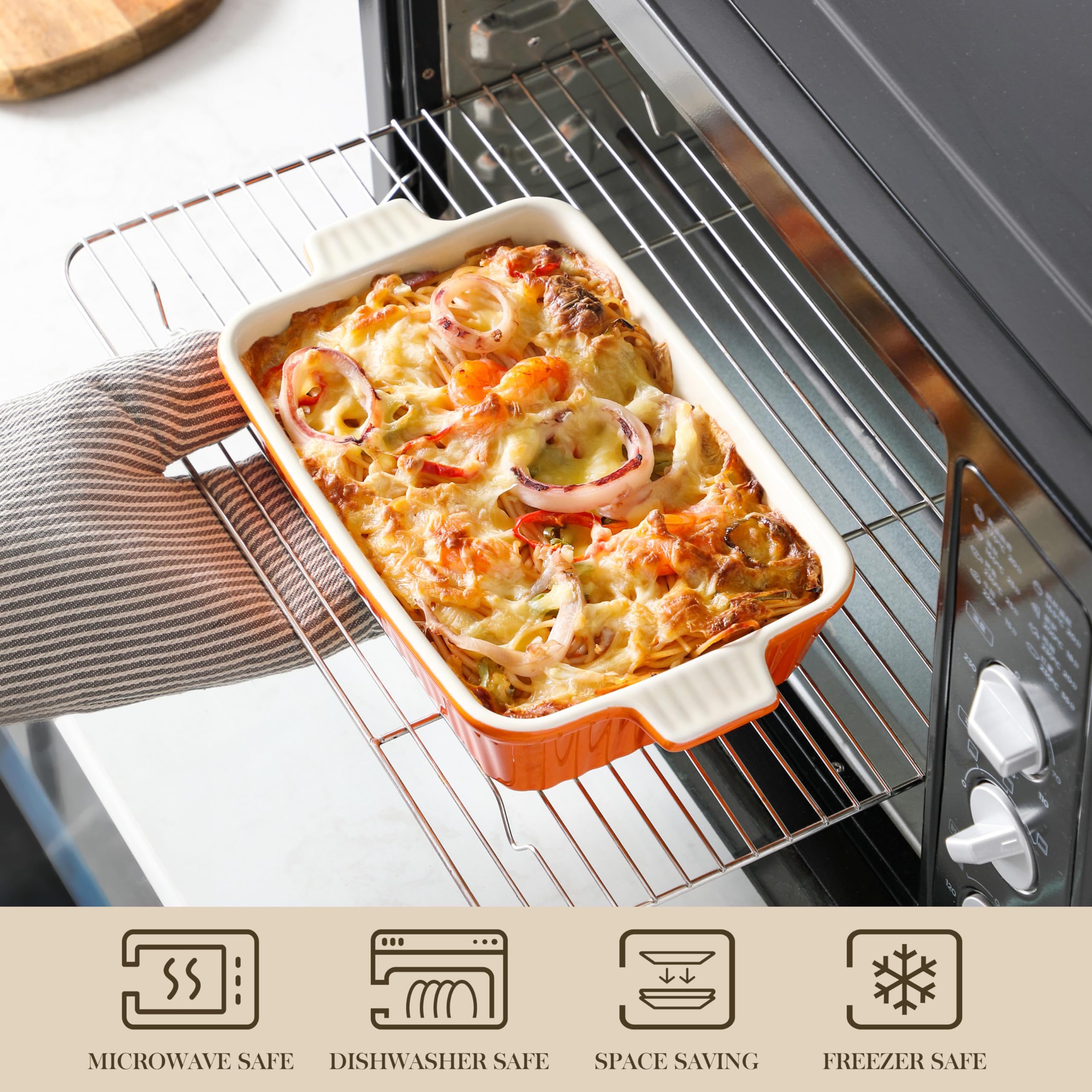 MALACASA 12.2-inch pan with handles, ideal for family meals and leftovers.