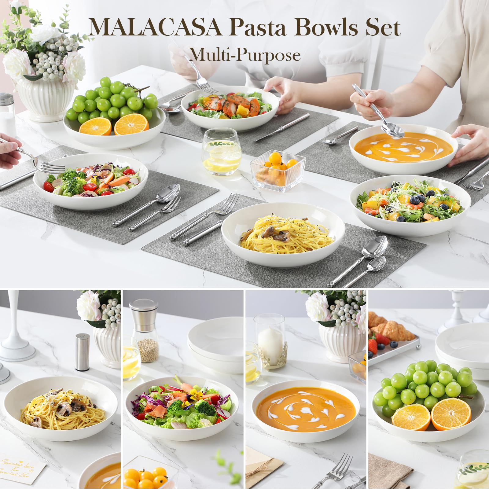 MALACASA Regular anti-chip durable porcelain bowls resist scratches on daily use.