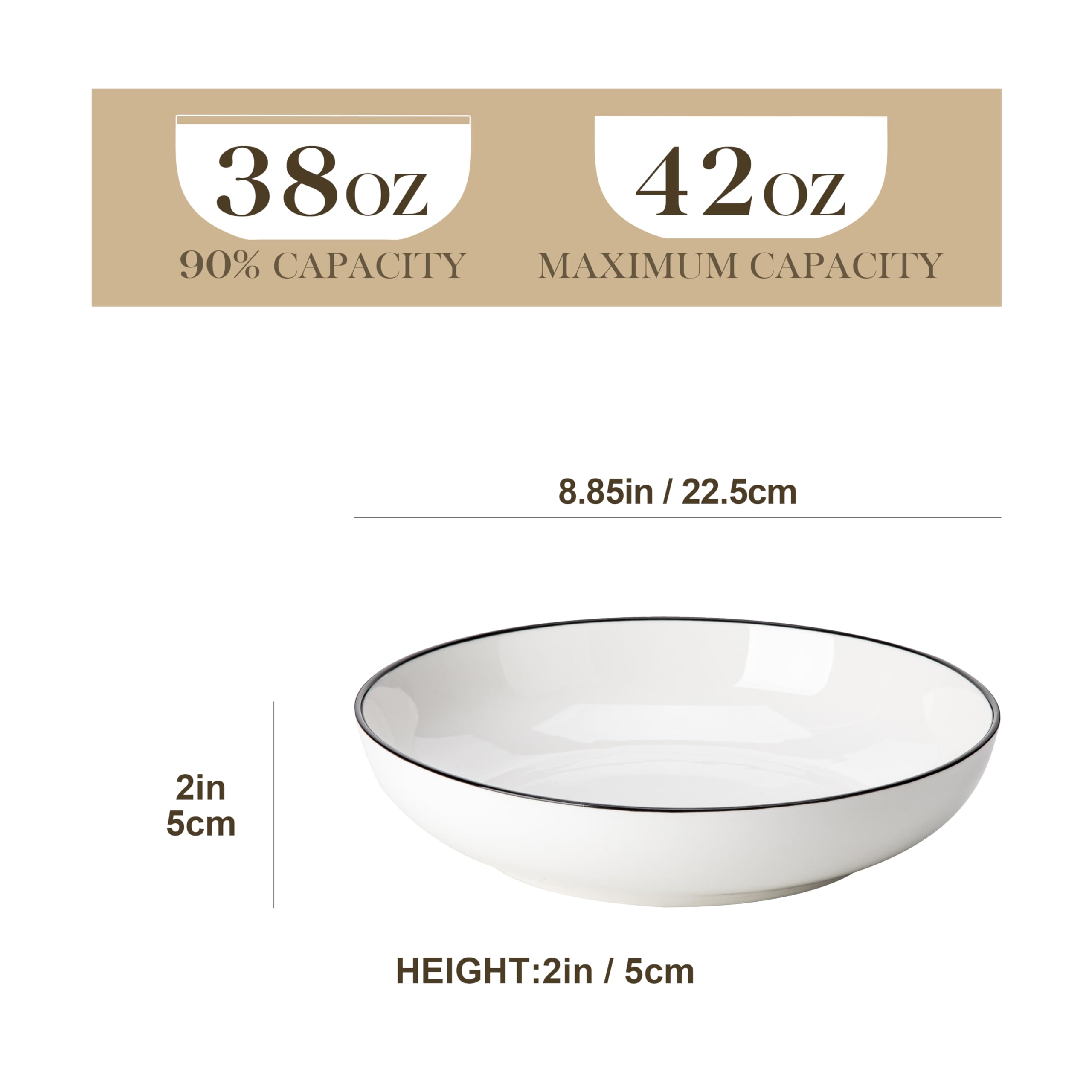 MALACASA porcelain 42 oz bowl ideal for salads and soups at home.