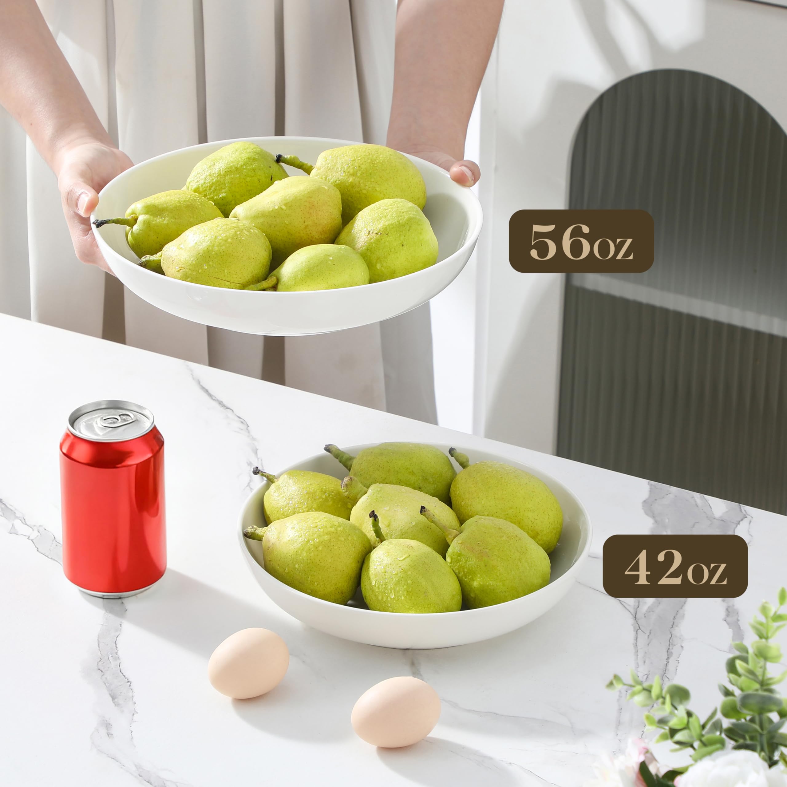 Stackable MALACASA bowls saving cabinet space in a modern kitchen.