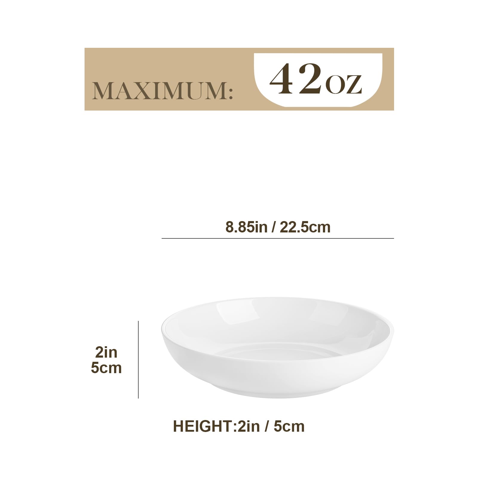 White porcelain MALACASA Regular salad bowls ideal for pasta, cereals, and family meals.