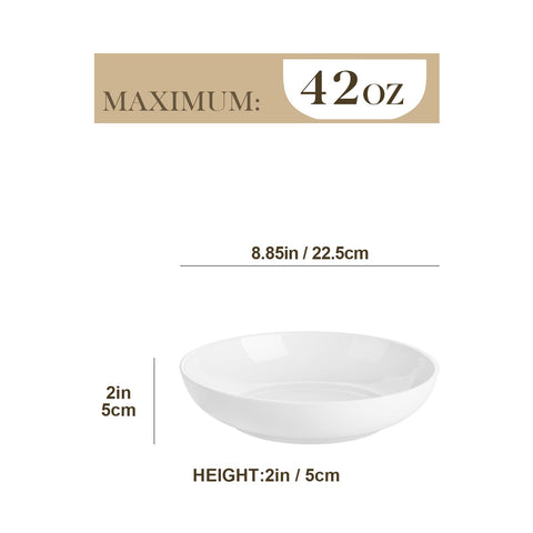 White porcelain MALACASA Regular salad bowls ideal for pasta, cereals, and family meals.