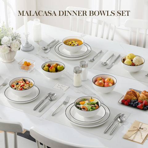 MALACASA bowls with a clean white finish for elegant dining