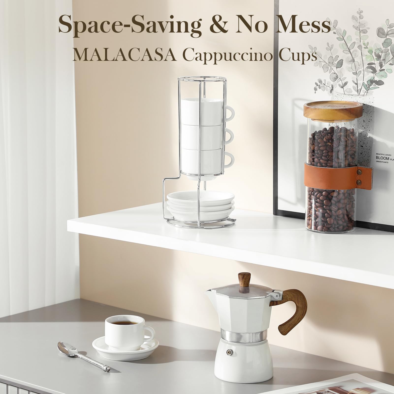 MALACASA stylish saucer set for a complete espresso presentation.