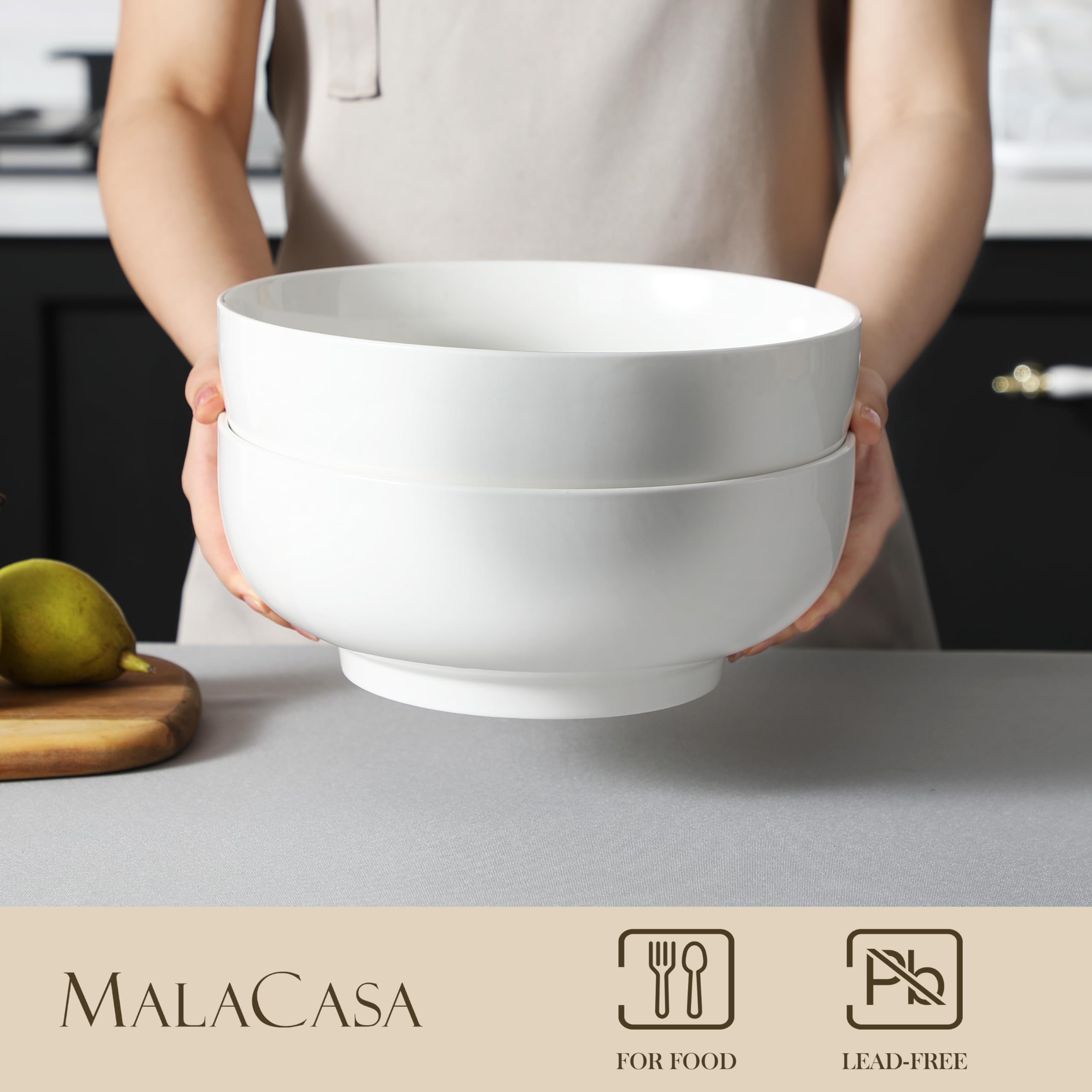 MALACASA heavy-duty ceramic bowls sturdy base ideal for daily use.