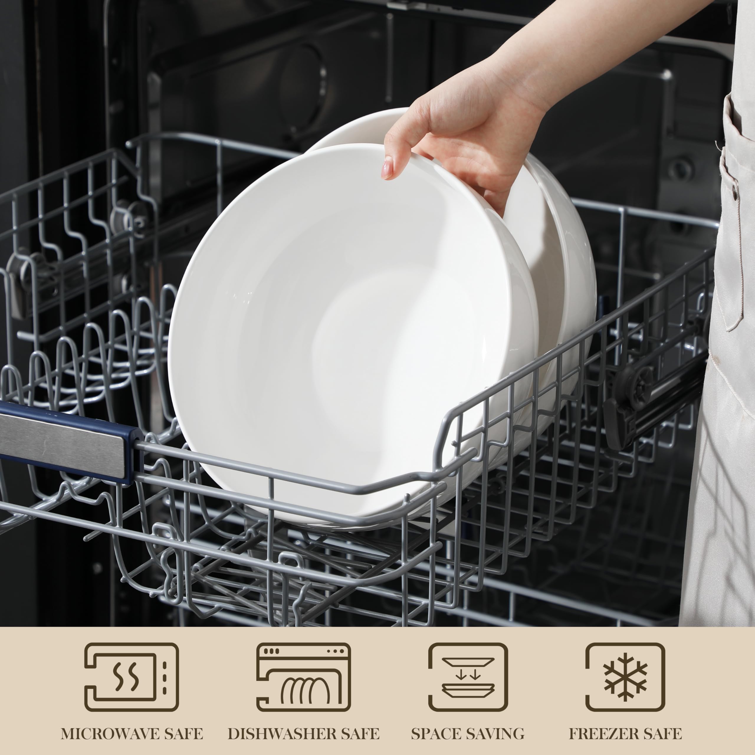 MALACASA porcelain bowls close-up surface shows smooth scratch-resistant finish for easy cleaning.