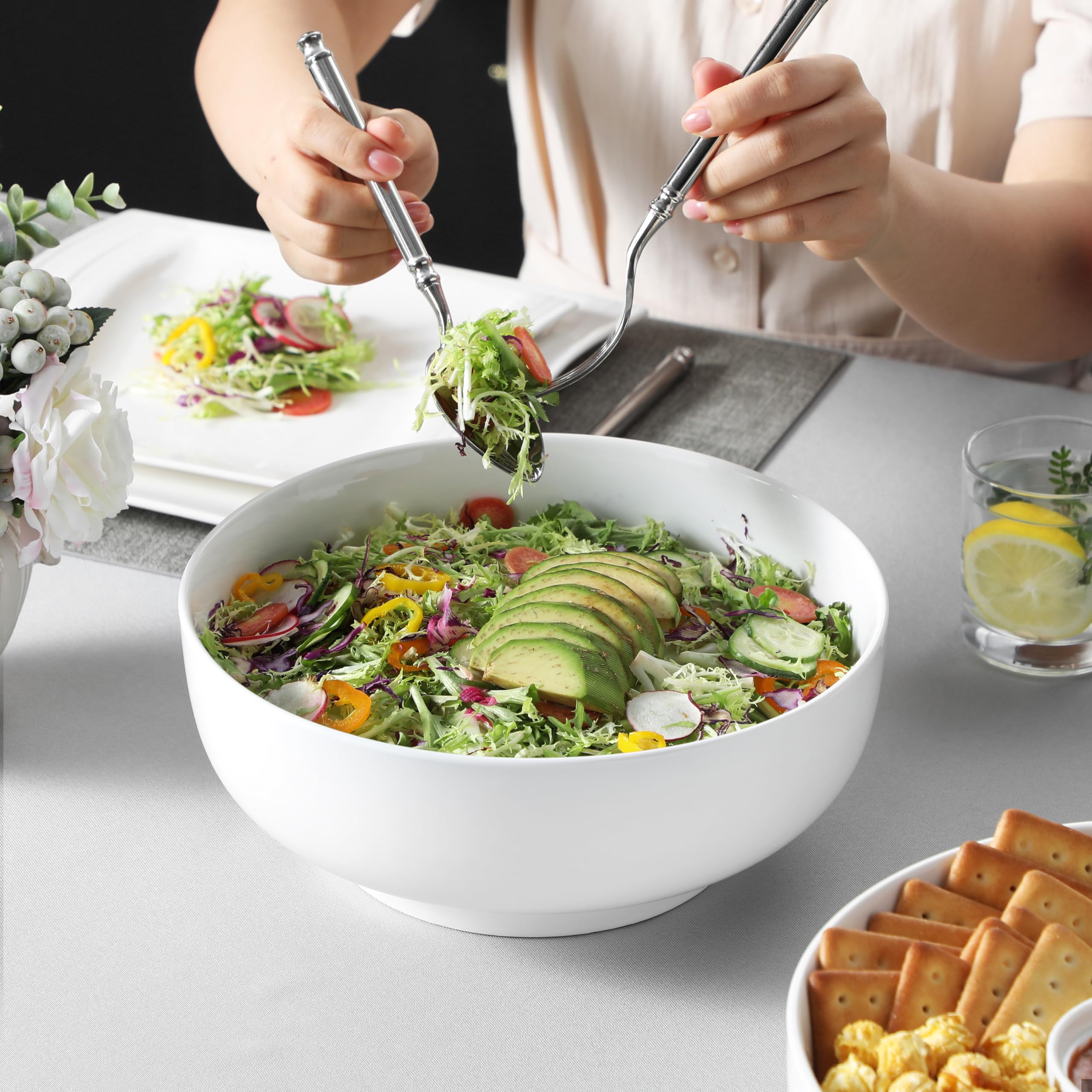 MALACASA soft ivory tone bowls elevate elegant table settings.