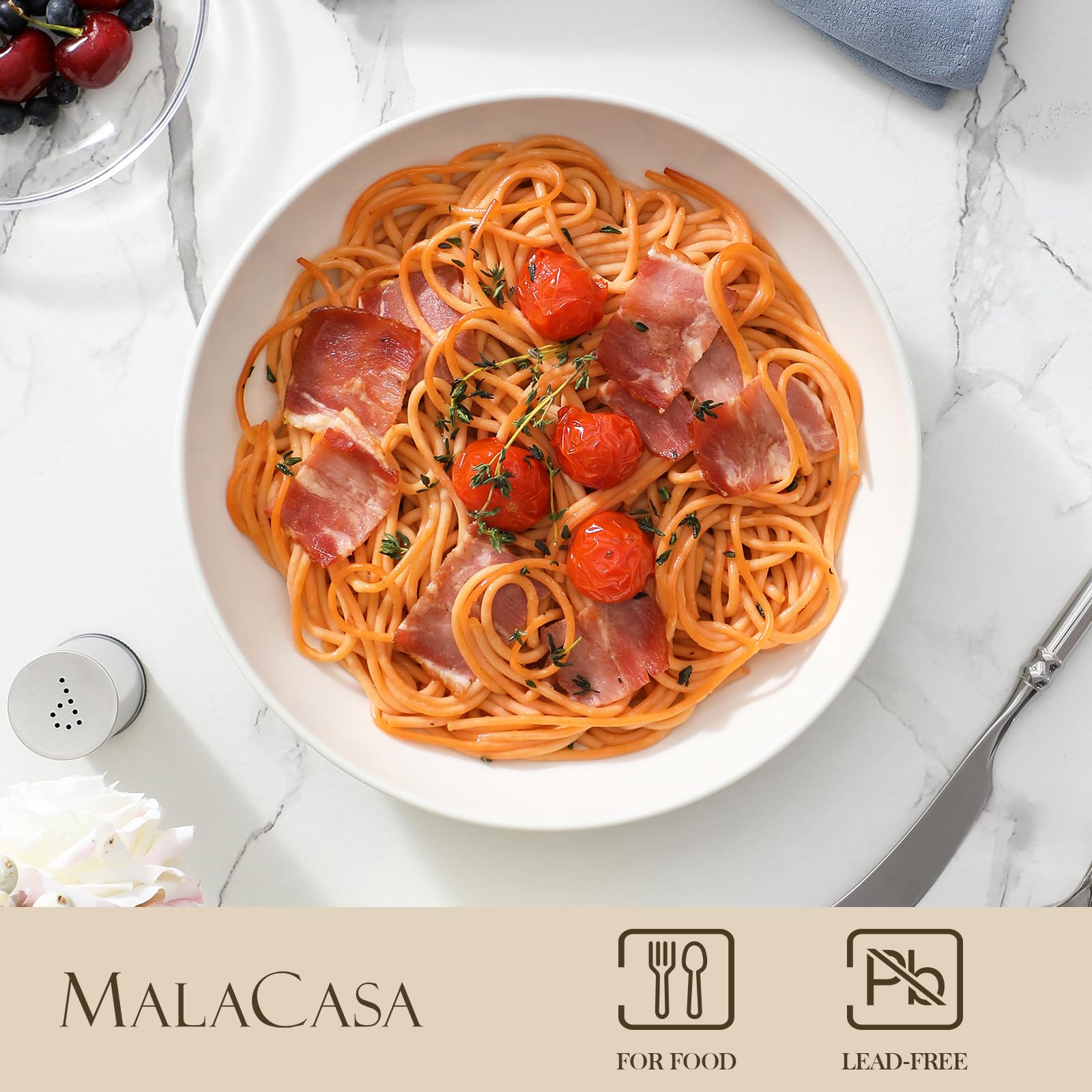 MALACASA set of 4 stackable bowls saving cabinet space.
