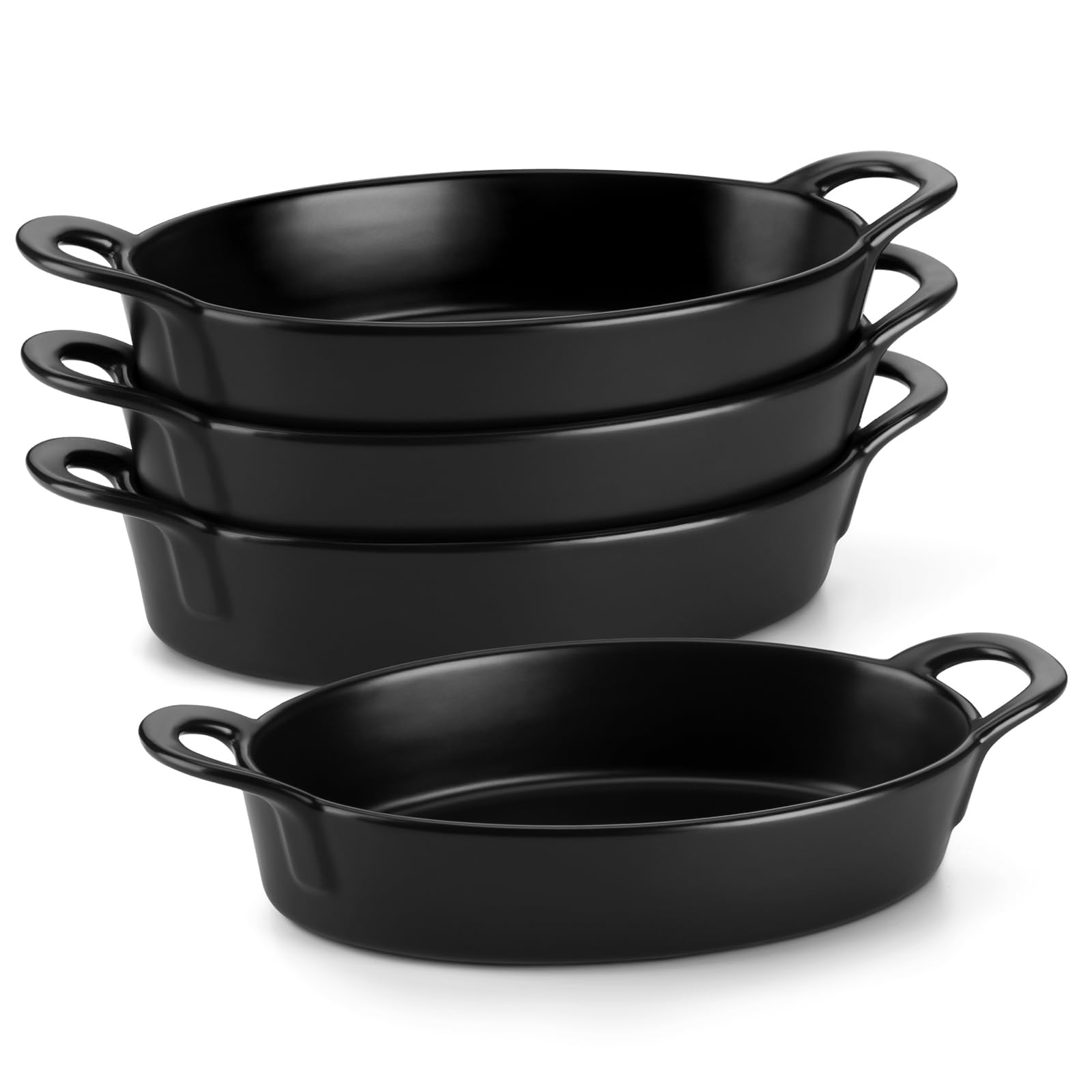 MALACASA small casserole oval 8x5 inch with handles for oven-to-table meals.