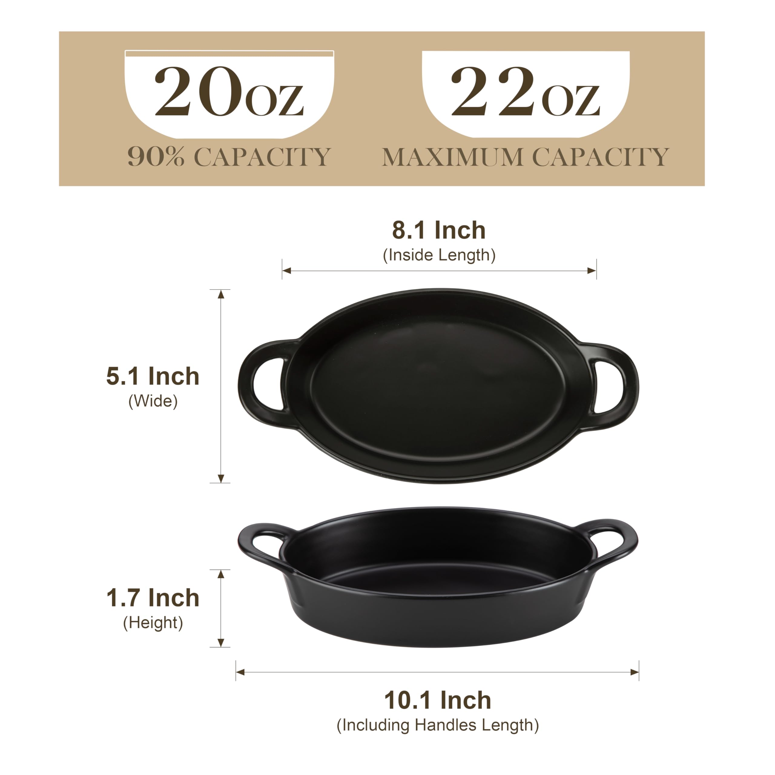 MALACASA ceramic bakeware in 8x5 inch size, ideal for roasting vegetables and meat.