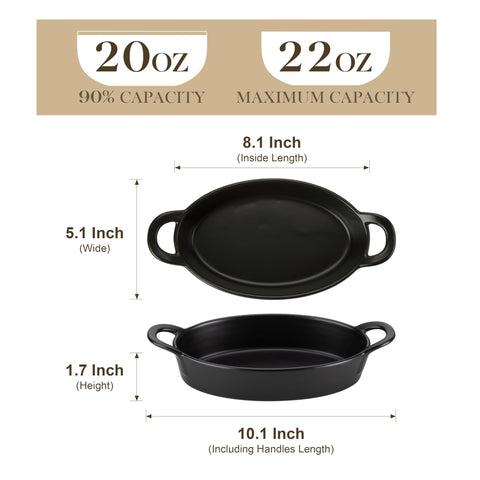 MALACASA ceramic bakeware in 8x5 inch size, ideal for roasting vegetables and meat.