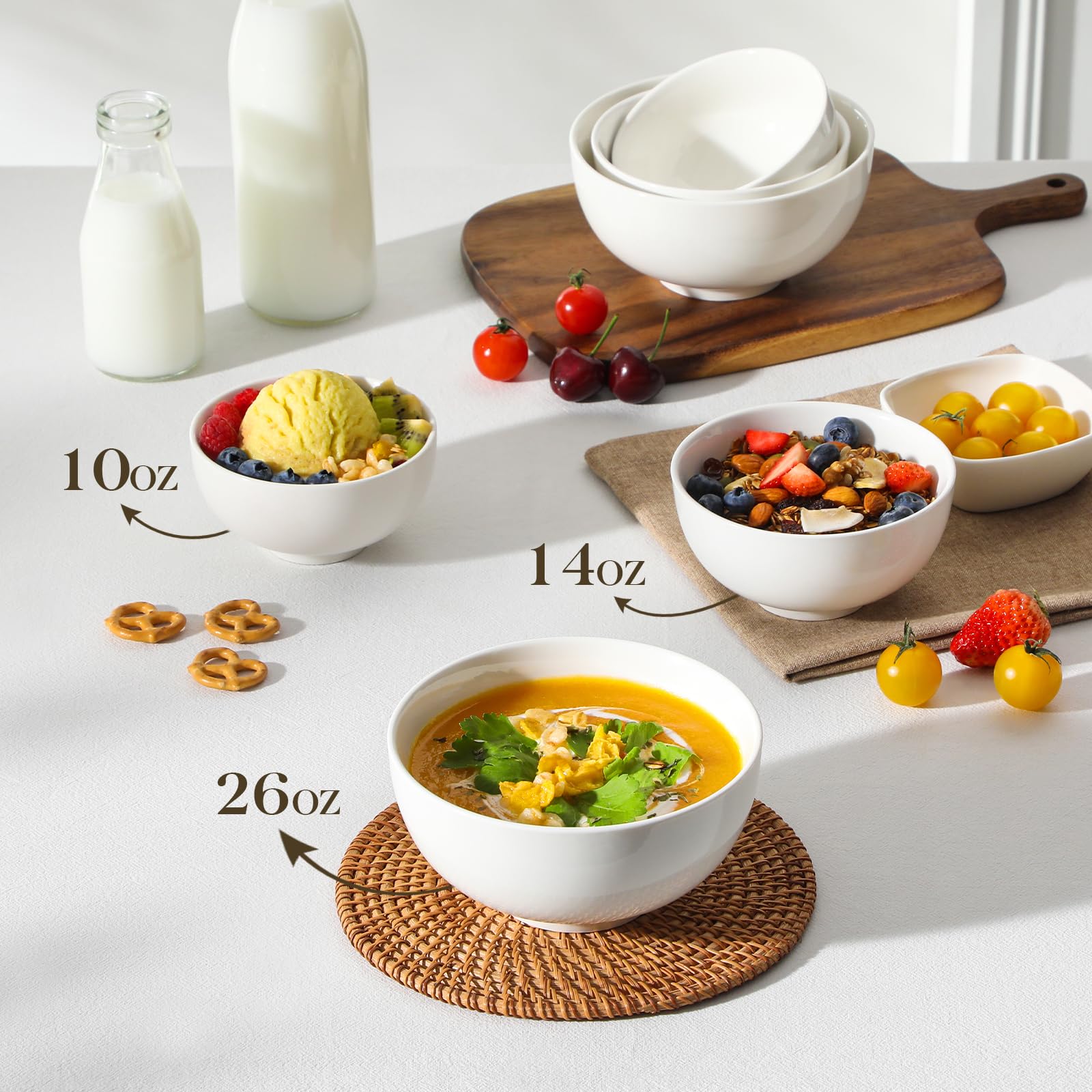 Versatile MALACASA bowls for cereals, fruit, soups, and daily meals