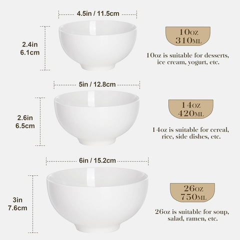 MALACASA smooth glaze bowls resist staining and wipe clean easily.