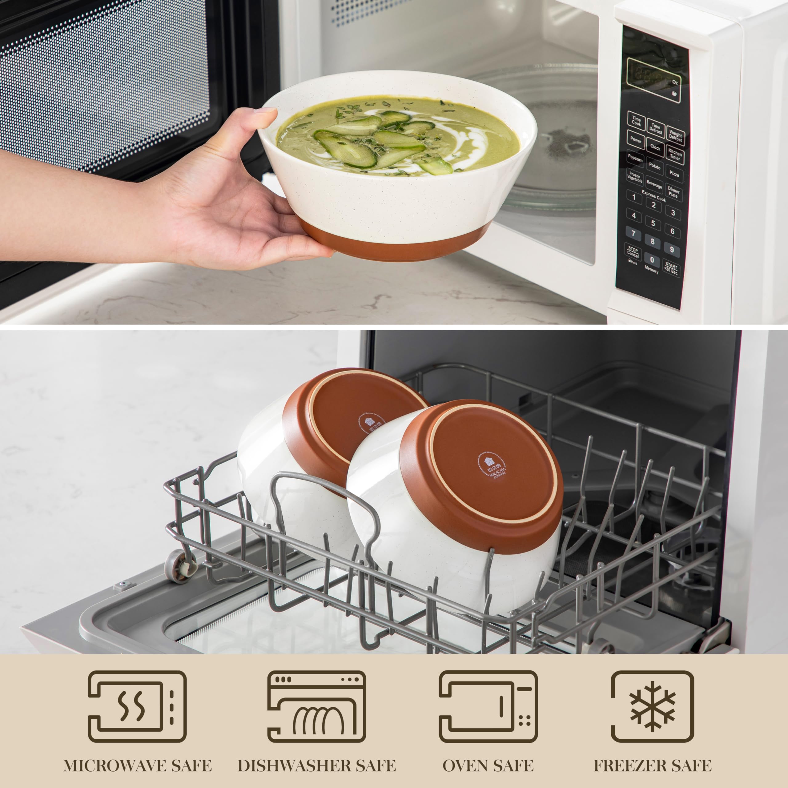 MALACASA soup bowls featuring a 7-inch wide mouth for easy serving