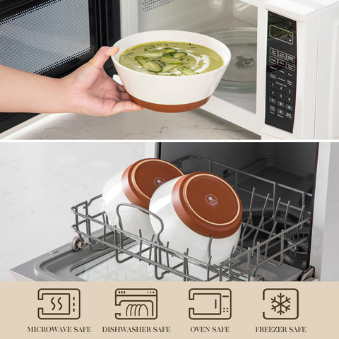 MALACASA soup bowls featuring a 7-inch wide mouth for easy serving