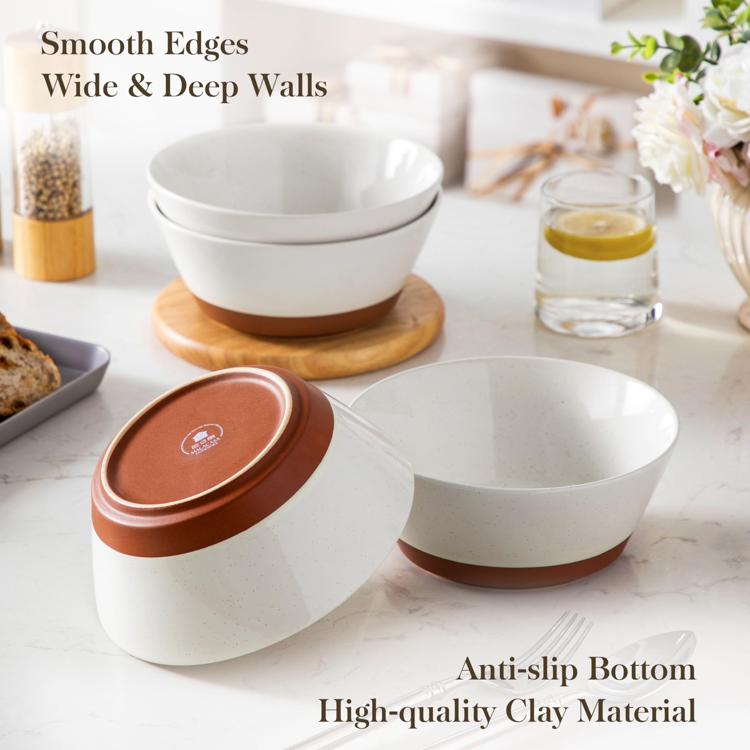 MALACASA bowls are dishwasher and microwave safe for convenient care