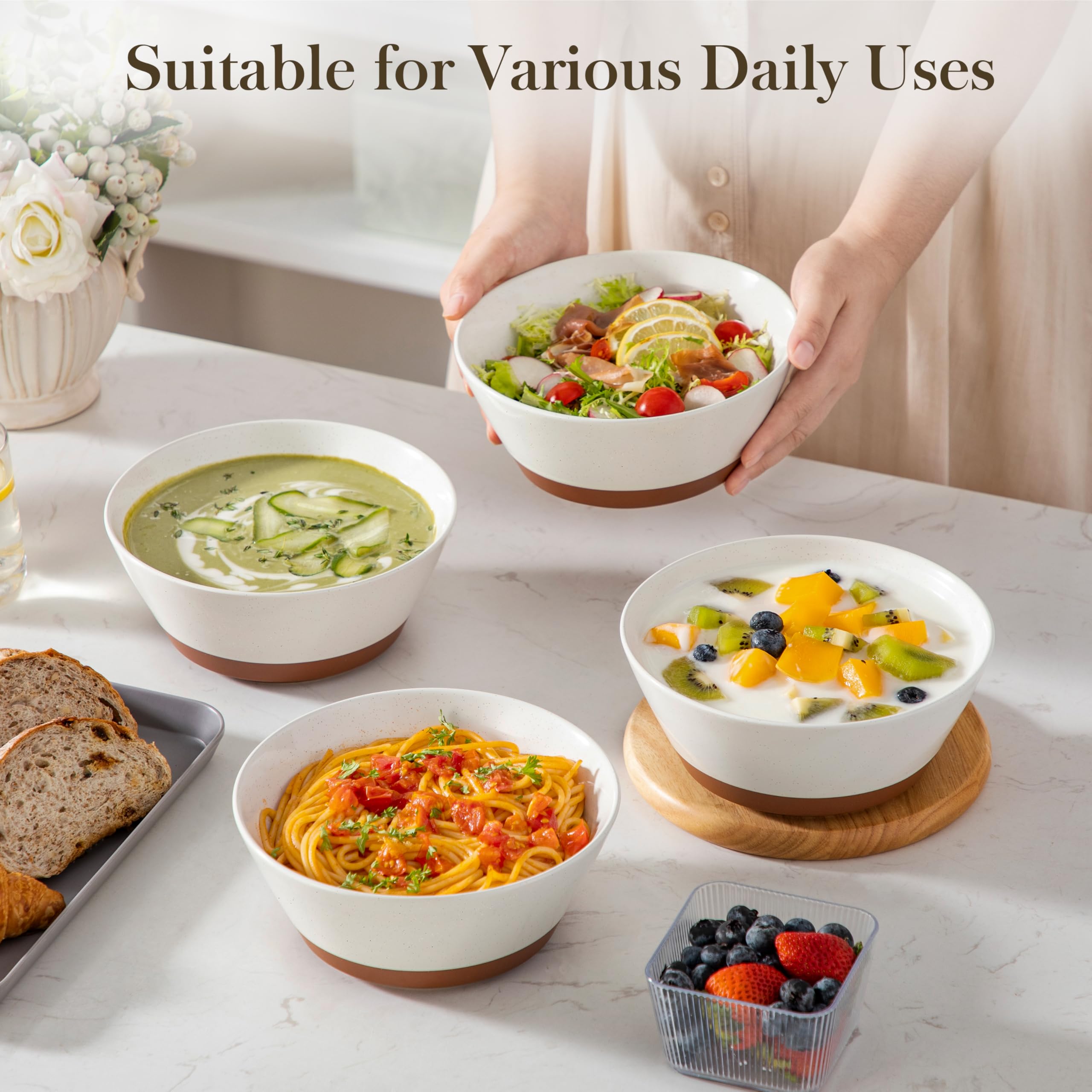 MALACASA stoneware bowls are lead-free and durable for everyday use