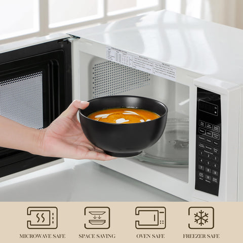 MALACASA stackable bowls save space in compact kitchens.