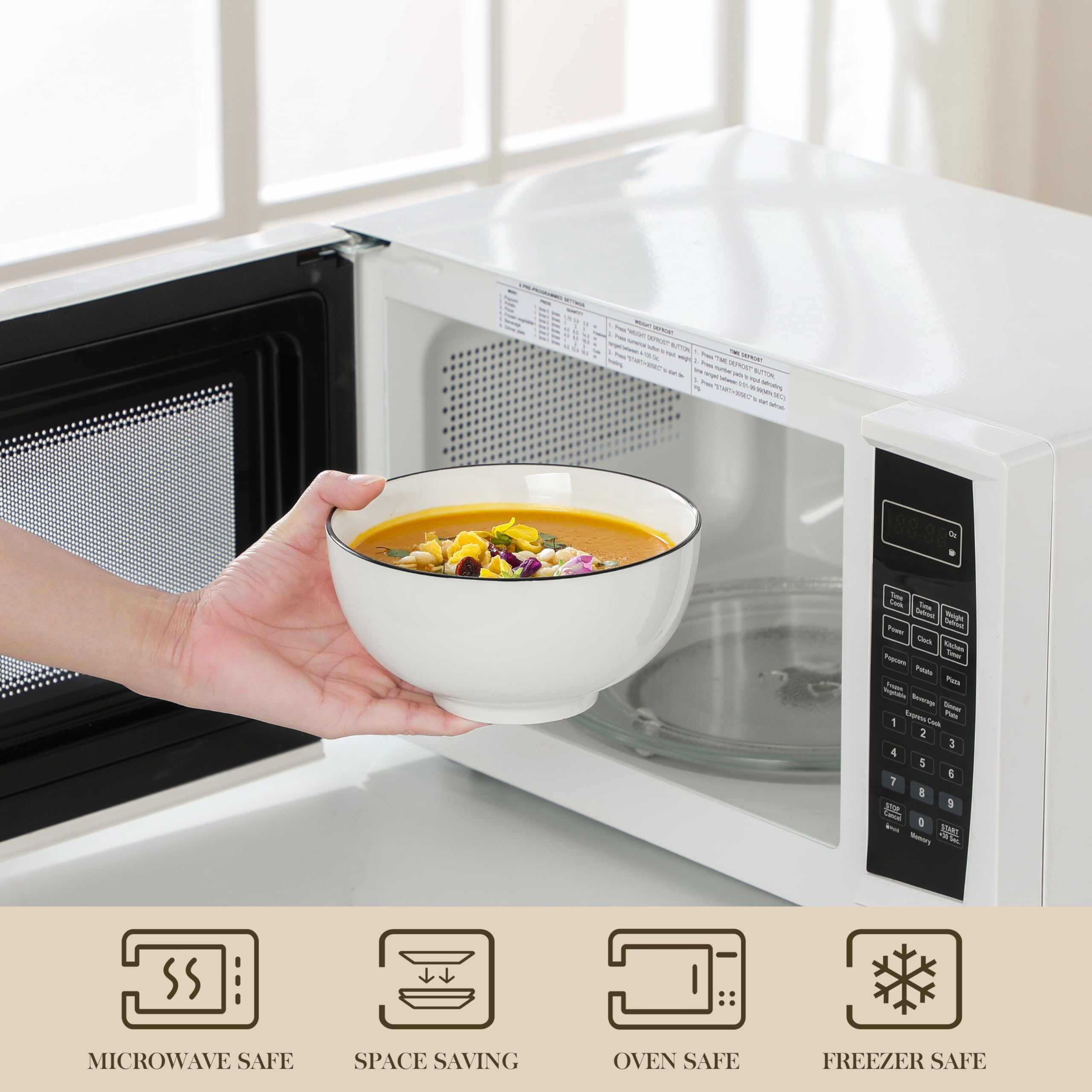 MALACASA stackable bowls save space on kitchen shelves