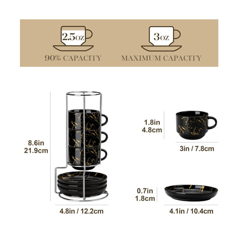 malacasa stackable cappuccino cups, compact storage after coffee time.